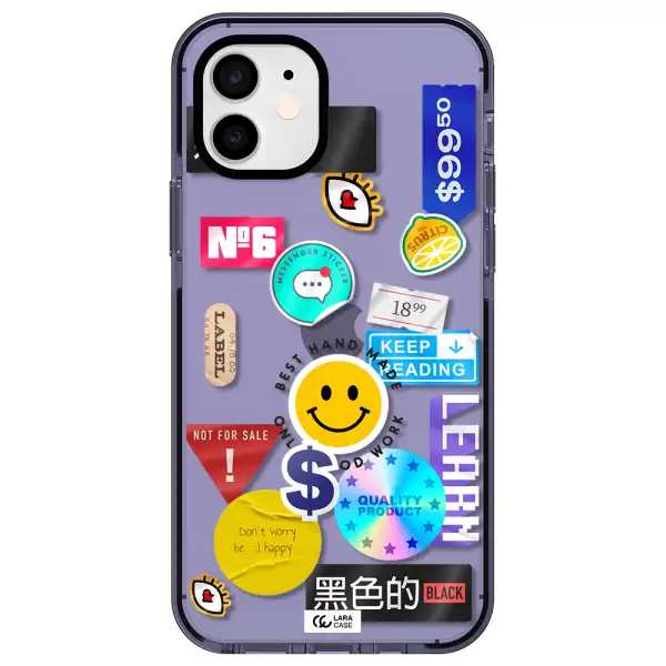 Happy Stıckers Apple iPhone 12 impact Lilac Case