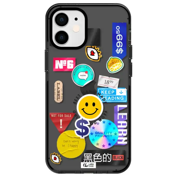 Happy Stıckers Apple iPhone 12 mini impact Smoke Black Case