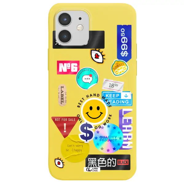 Happy Stıckers Apple iPhone 12 mini Silicone canary yellow Case
