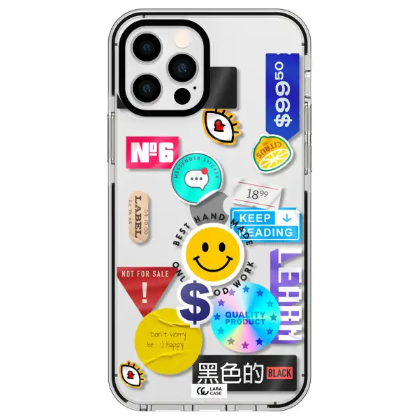 Happy Stıckers Apple iPhone 12 pro impact black border Case