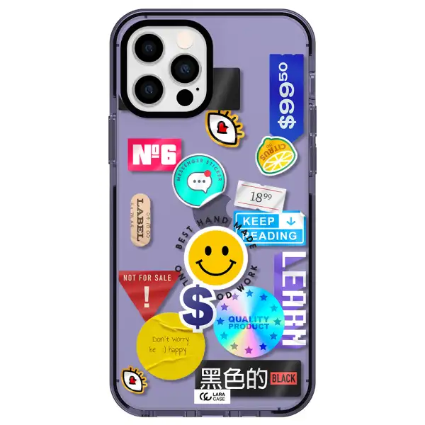 Happy Stıckers Apple iPhone 12 pro impact Lilac Case