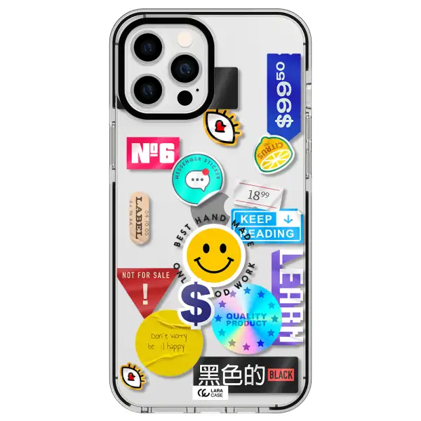 Happy Stıckers Apple iPhone 12 pro max impact black border Case