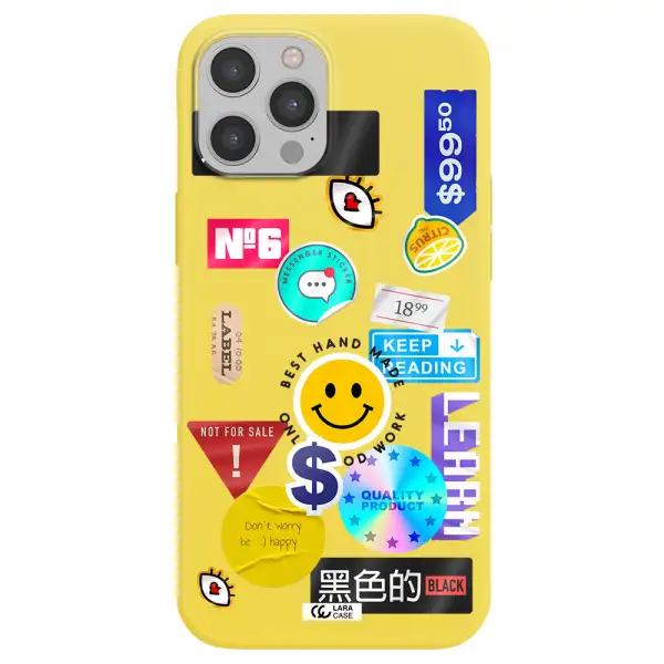 Happy Stıckers Apple iPhone 12 pro max Silicone canary yellow Case