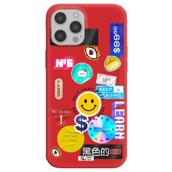 Happy Stıckers Apple iPhone 12 pro max Silicone Imperial Red Case