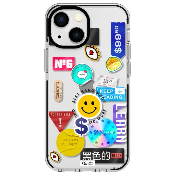 Happy Stıckers Apple iPhone 13 mini impact black border Case