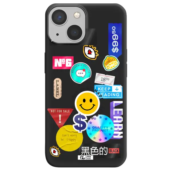 Happy Stıckers Apple iPhone 13 mini Silicone black Case