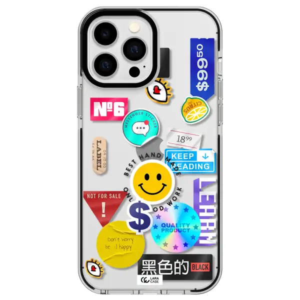 Happy Stıckers Apple iPhone 13 Pro Max impact black border Case