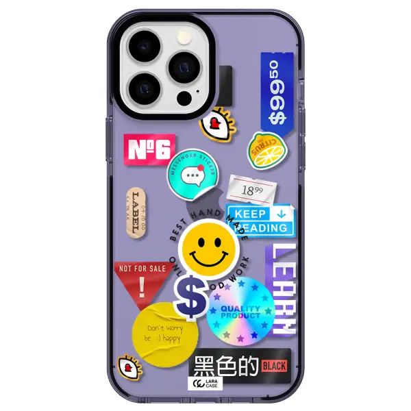 Happy Stıckers Apple iPhone 13 Pro Max impact Lilac Case