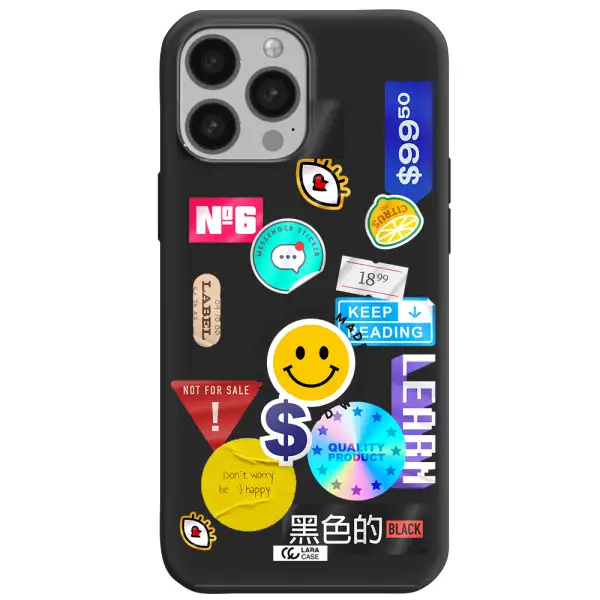 Happy Stıckers Apple iPhone 13 Pro Silicone black Case