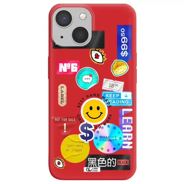 Happy Stıckers Apple iPhone 13 Silicone Imperial Red Case
