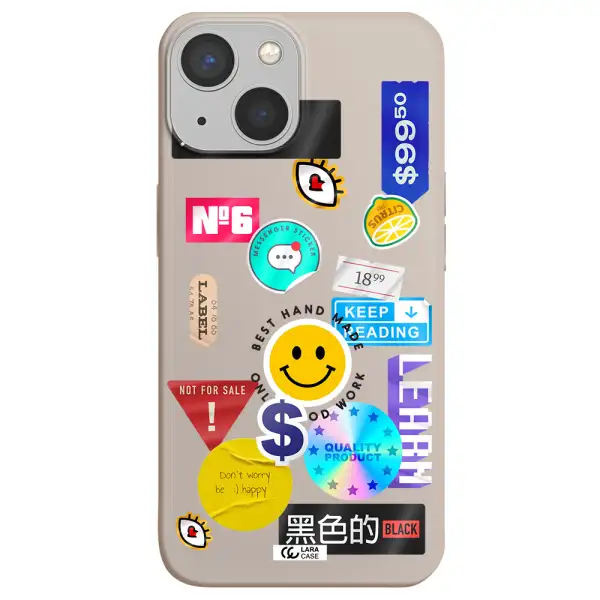 Happy Stıckers Apple iPhone 13 Silicone Stone Case