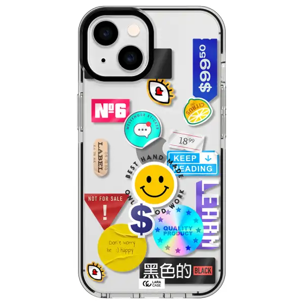 Happy Stıckers Apple iPhone 14 impact black border Case