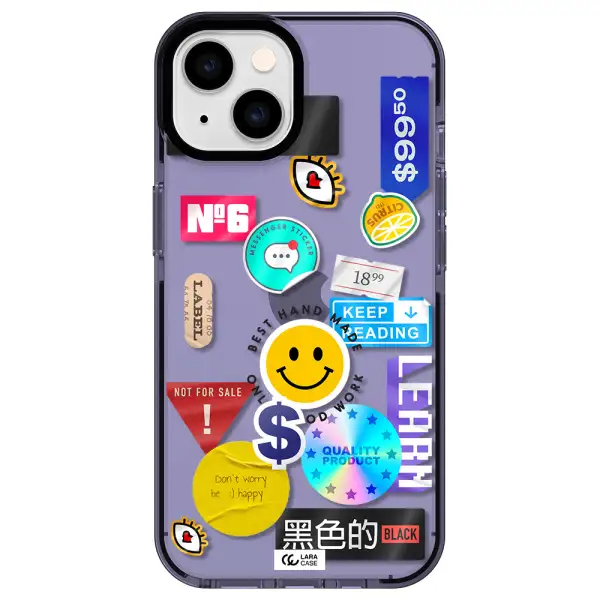 Happy Stıckers Apple iPhone 14 impact Lilac Case