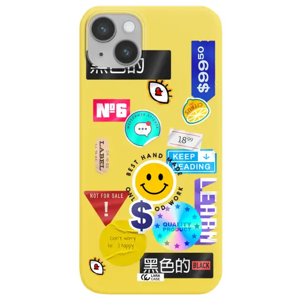 Happy Stıckers Apple iPhone 14 plus Silicone canary yellow Case
