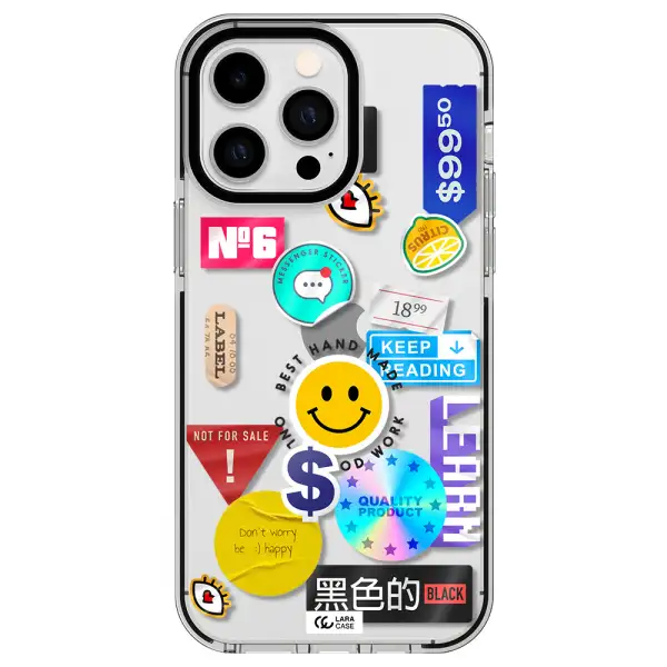 Happy Stıckers Apple iPhone 14 pro max impact black border Case