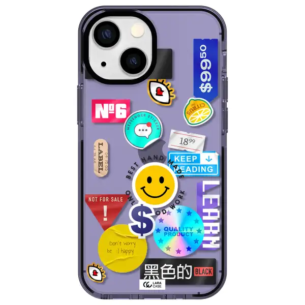 Happy Stıckers Apple iPhone 15 impact Lilac Case
