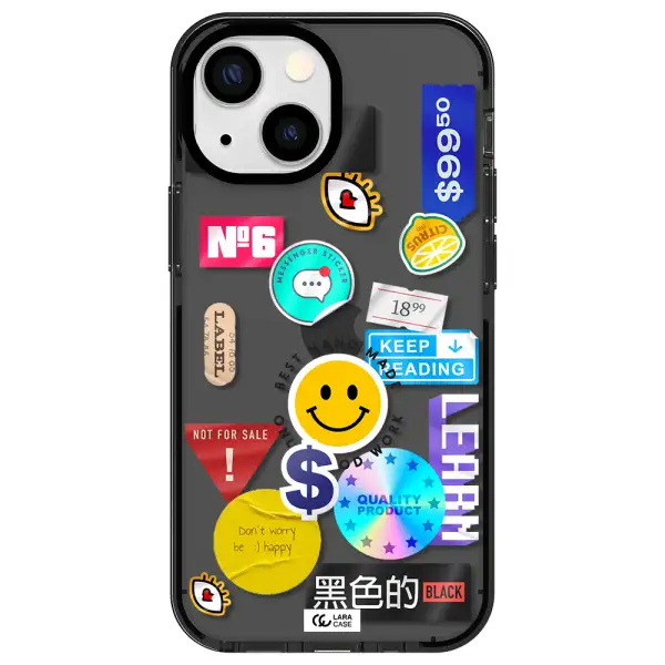 Happy Stıckers Apple iPhone 15 Plus impact Smoke Black Case