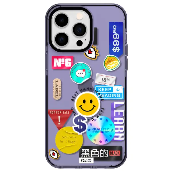 Happy Stıckers Apple iPhone 15 Pro impact Lilac Case