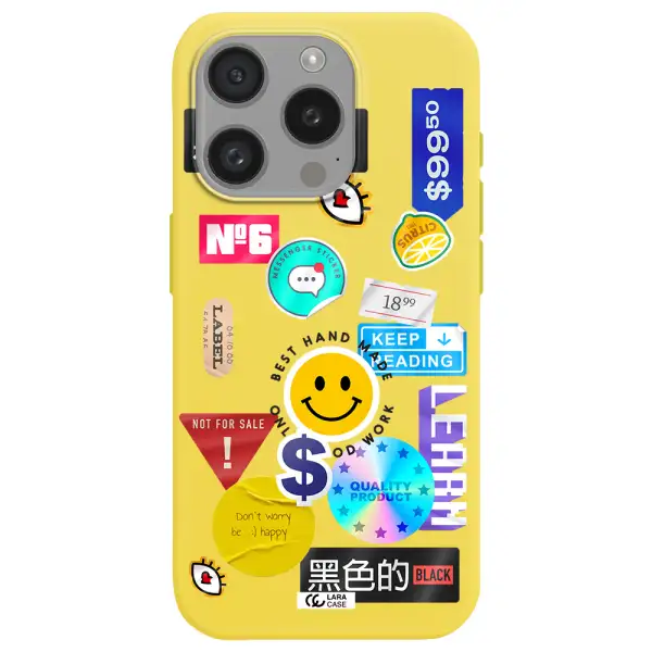 Happy Stıckers Apple Iphone 15 Pro Silicone Canary Yellow Case