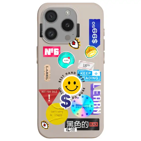 Happy Stıckers Apple Iphone 15 Pro Silicone Stone Case