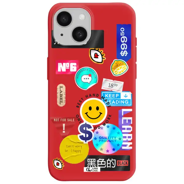 Happy Stıckers Apple Iphone 15 Silicone Imperial Red Case