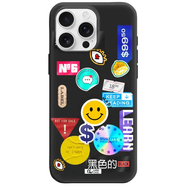 Happy Stıckers Apple Iphone 16 Pro Max Silicone Black Case