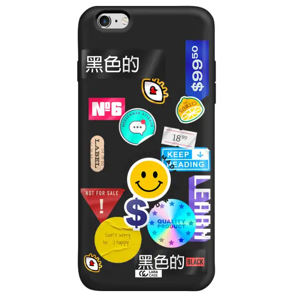 Happy Stıckers Apple iPhone 6 s plus Silicone black Case