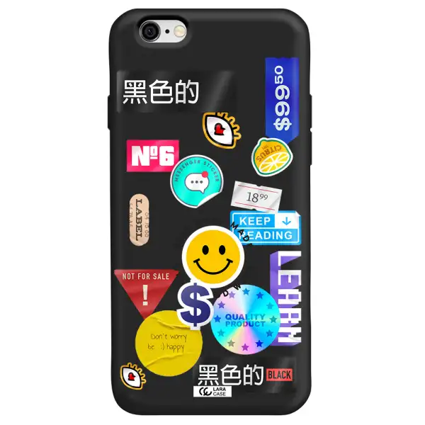 Happy Stıckers Apple iPhone 6 Silicone black Case