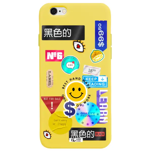 Happy Stıckers Apple iPhone 6 Silicone canary yellow Case