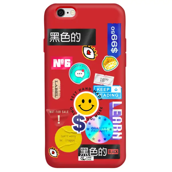 Happy Stıckers Apple iPhone 6 Silicone Imperial Red Case