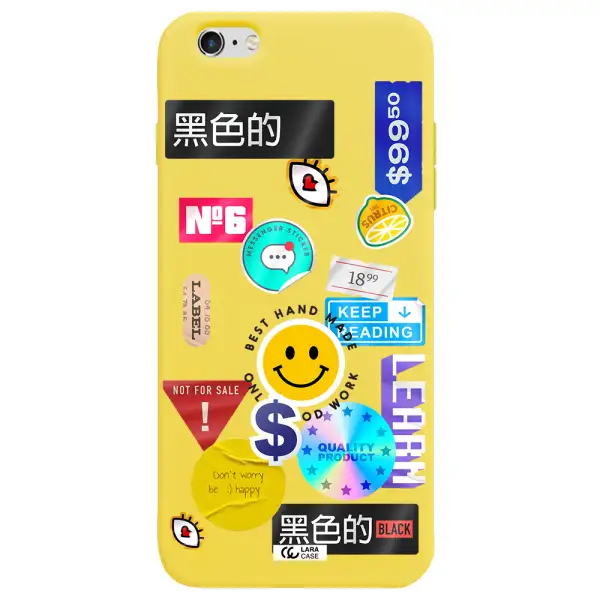 Happy Stıckers Apple iPhone 6S Silicone canary yellow Case
