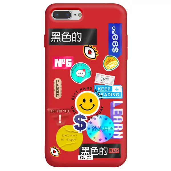 Happy Stıckers Apple iPhone 8 plus Silicone Imperial Red Case