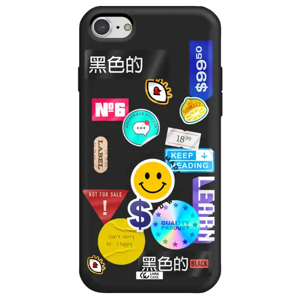 Happy Stıckers Apple iPhone 8 Silicone black Case