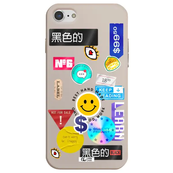 Happy Stıckers Apple iPhone 8 Silicone Stone Case
