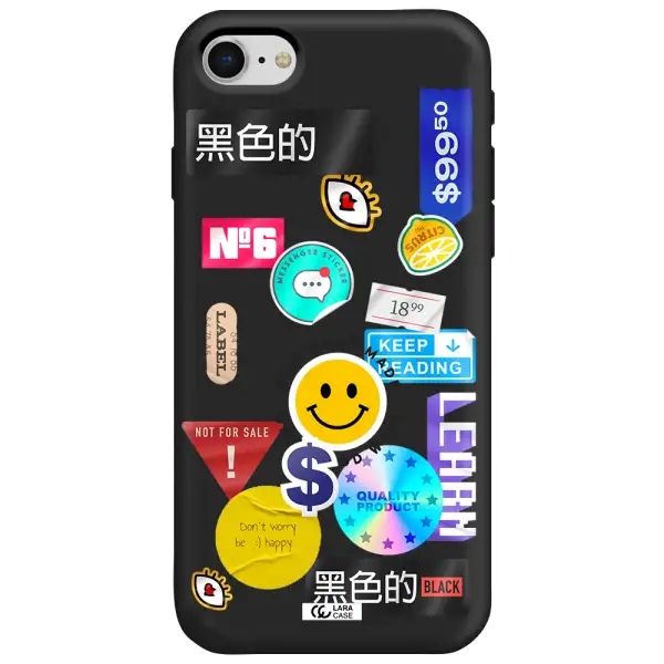 Happy Stıckers Apple iPhone se 2020 Silicone black Case