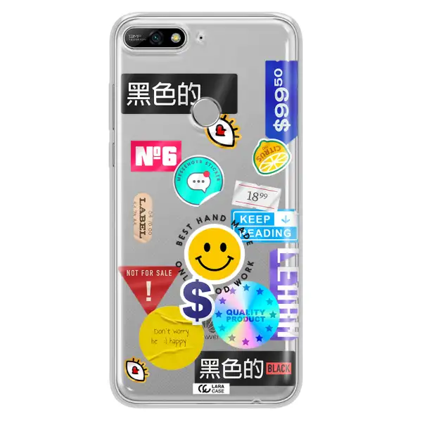 Happy Stıckers Huawei Y7 2018 Clear TPU Case