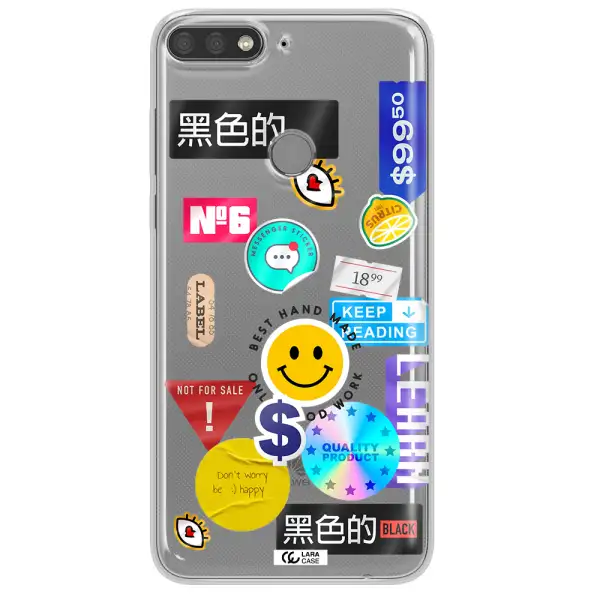 Happy Stıckers Huawei Y7 Prime 2018 Clear TPU Case