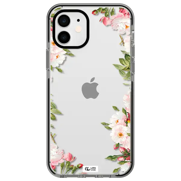 Watercolor Floral Frame Apple iPhone 11 impact black border Case