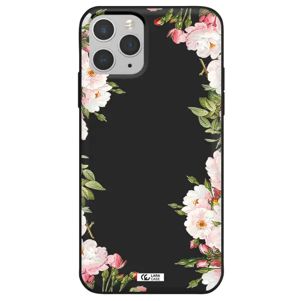 Watercolor Floral Frame Apple iPhone 11 pro max Silicone black Case