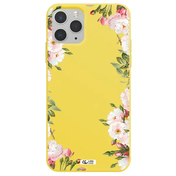 Watercolor Floral Frame Apple iPhone 11 pro max Silicone canary yellow Case