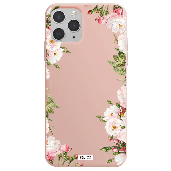Watercolor Floral Frame Apple iPhone 11 pro max Silicone pastel pink Case