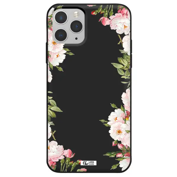 Watercolor Floral Frame Apple iPhone 11 pro Silicone black Case