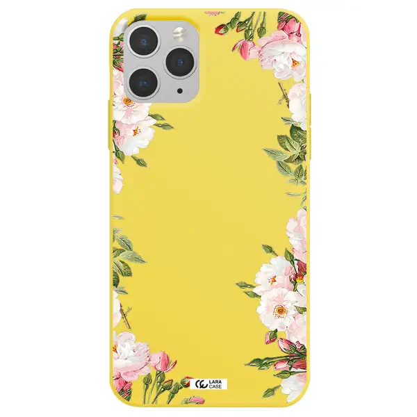 Watercolor Floral Frame Apple iPhone 11 pro Silicone canary yellow Case