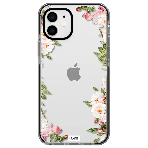 Watercolor Floral Frame Apple iPhone 12 impact black border Case