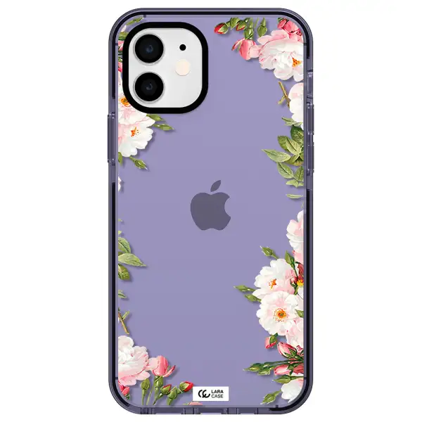 Watercolor Floral Frame Apple iPhone 12 impact Lilac Case