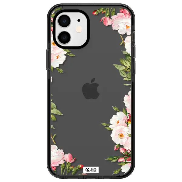 Watercolor Floral Frame Apple iPhone 12 impact Smoke Black Case
