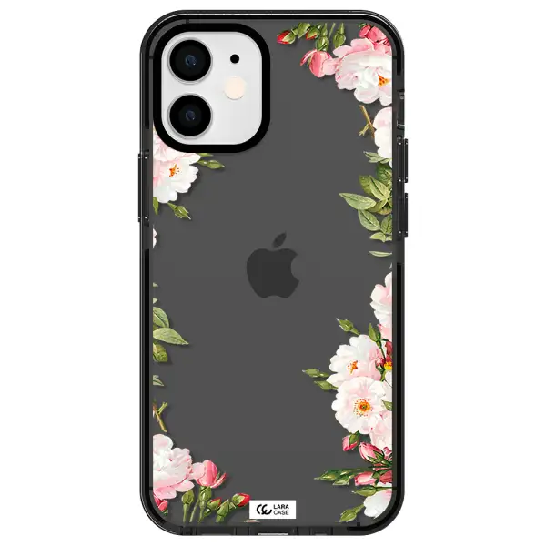 Watercolor Floral Frame Apple iPhone 12 mini impact Smoke Black Case