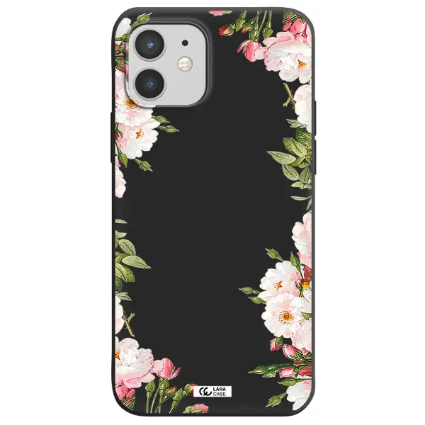 Watercolor Floral Frame Apple iPhone 12 mini Silicone black Case