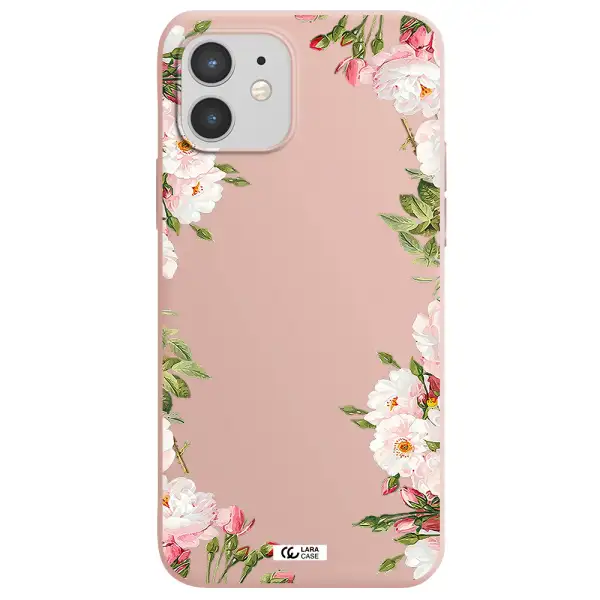 Watercolor Floral Frame Apple iPhone 12 mini Silicone pastel pink Case