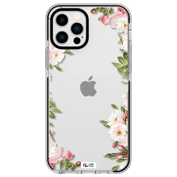 Watercolor Floral Frame Apple iPhone 12 pro impact black border Case